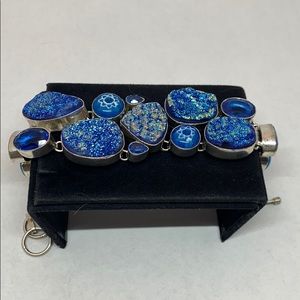 Beautiful sterling blue glass and mineral bracelet